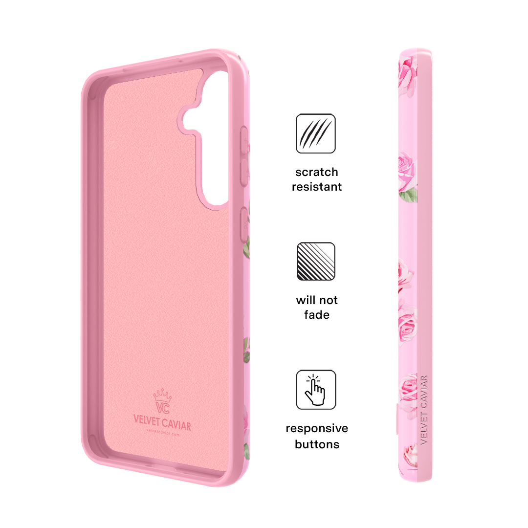 Pink Rose Floral Samsung Phone Case - Cute Protective Cover for Samsung Galaxy [Model] - Perfect Gift for Women, Girls, Teens - Ideal for Everyday Use, Birthday, Valentine's Day