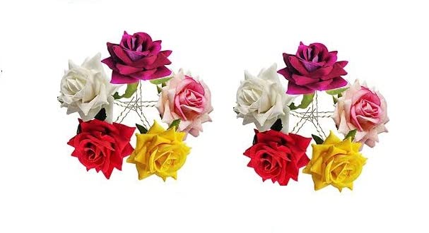 Rose Juda Pin Hair Clips - 12pcs Flower Design Hairpins Set for Women & Girls (Multicolor) | Perfect for Weddings, Parties & Everyday Styling