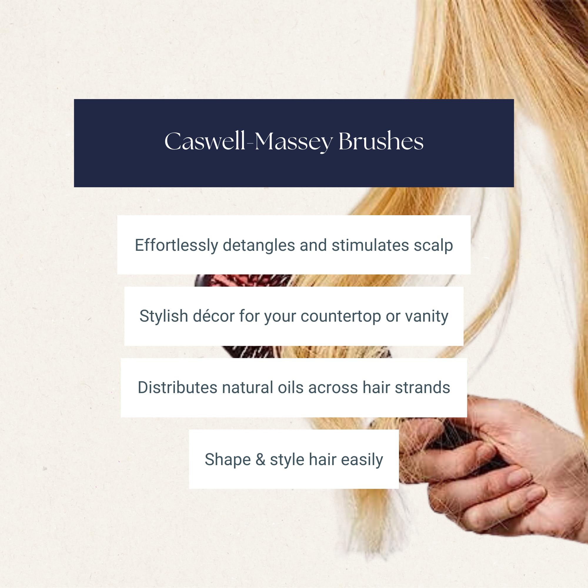 Caswell-Massey Standard Hair Brush with Nylon & Boar Bristles - Paddle Hairbrush for Normal to Thick Hair - Ideal for Straight, Wavy & Curly Hair - 8.75 Inch - Perfect for Home, Travel & Salon Styling