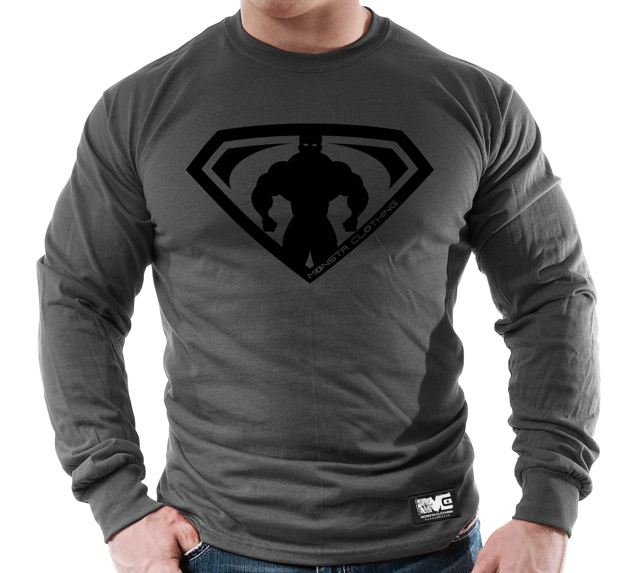 MonstaMan MuscleSymbol Men's Bodybuilding Workout Gym Long Sleeve Shirt - High Performance Training & Fitness Apparel for Weightlifting, CrossFit & Bodybuilding