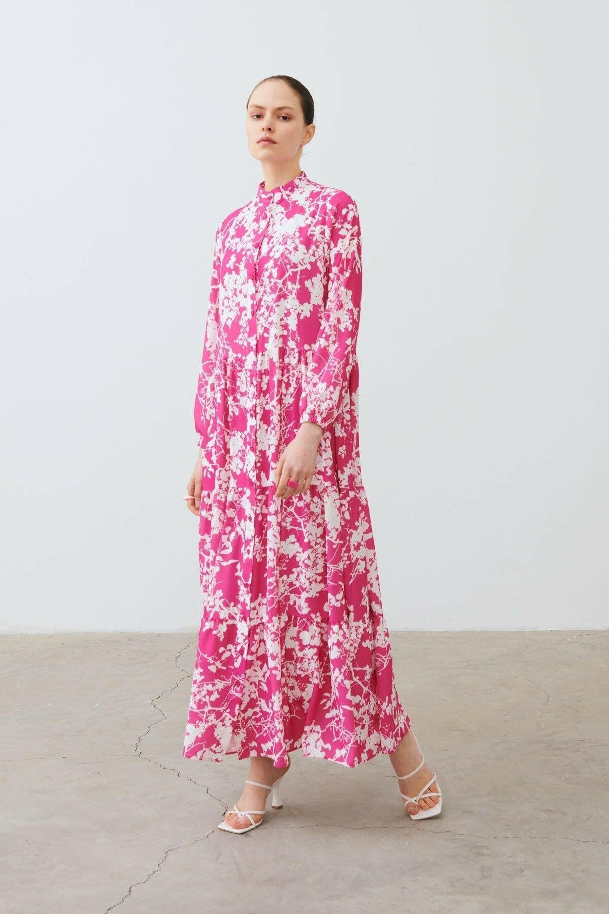 Polly Floral Maxi Dress for Women - Light Pink Summer Boho Dress for Beach, Vacation & Special Occasions