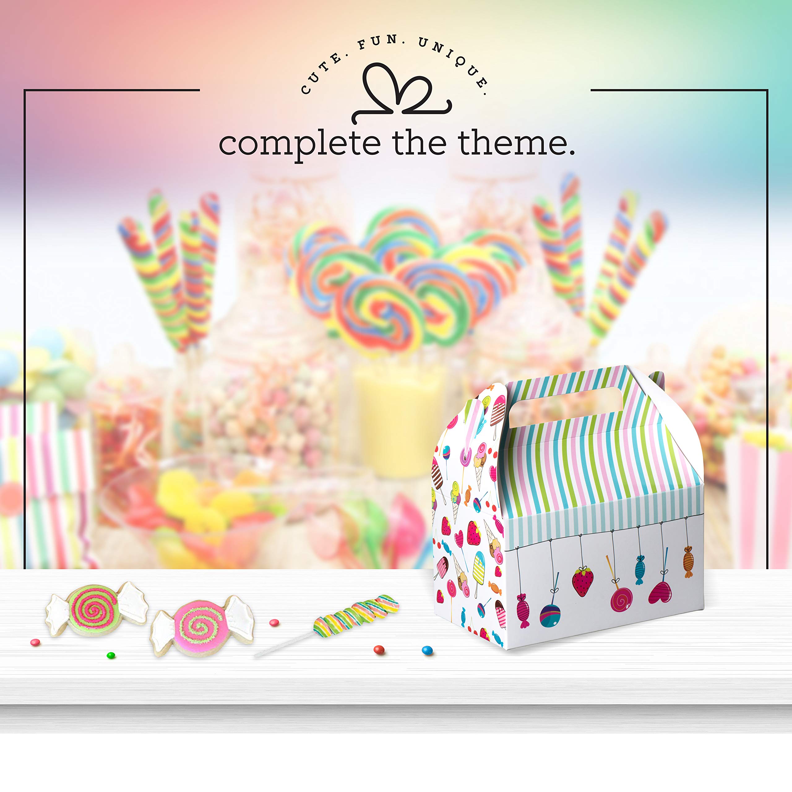 Hammont Paper Treat Boxes - 10 Pack Party Favors, Cookie & Candy Containers with Cute Ice Cream Design - 6.25