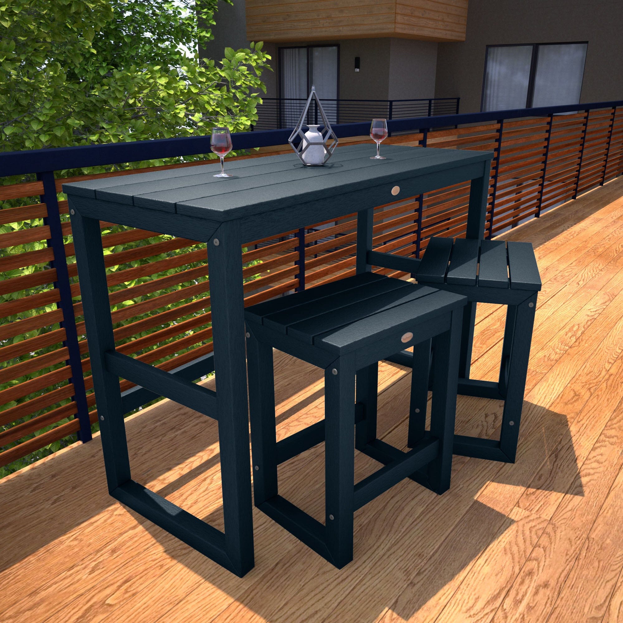 Modern Monroe 3-Piece Counter Height Balcony Set - Outdoor Patio Furniture for Small Spaces, Bistro Dining & Relaxing