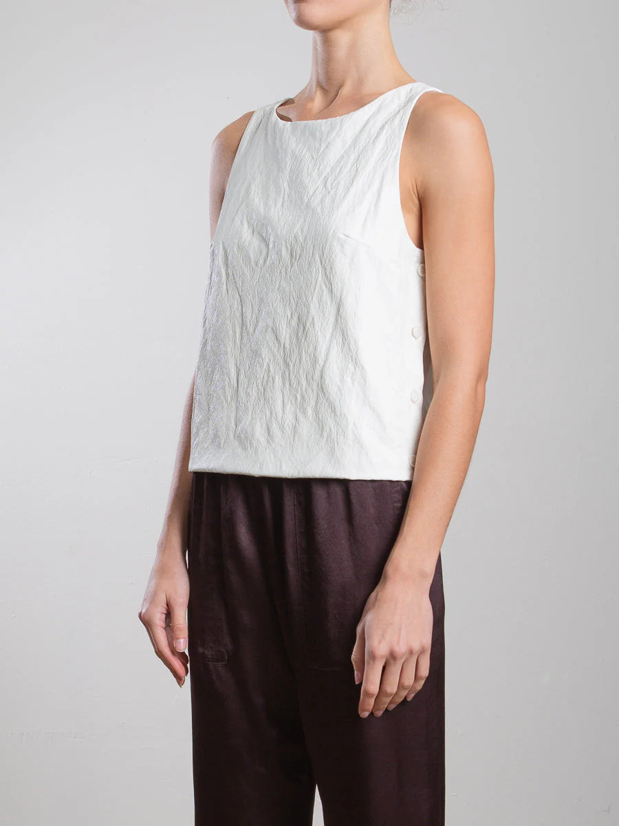 Elena Faux Leather Ivory Top for Women - Stylish Vegan Leather Blouse for Casual Outings & Evening Events