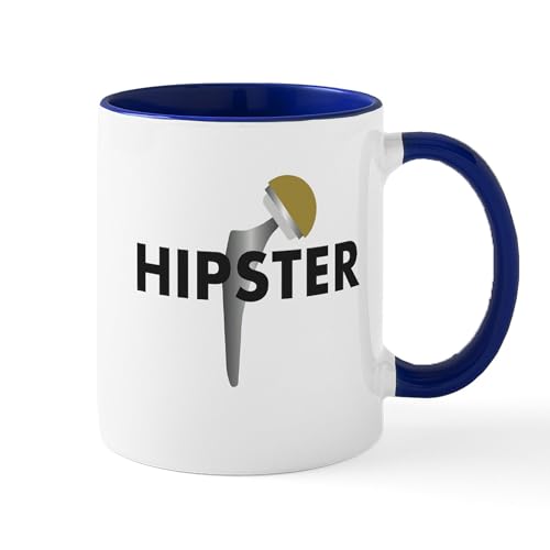 White/Navy Inside - Hipster Hip Replacement Mug Mugs