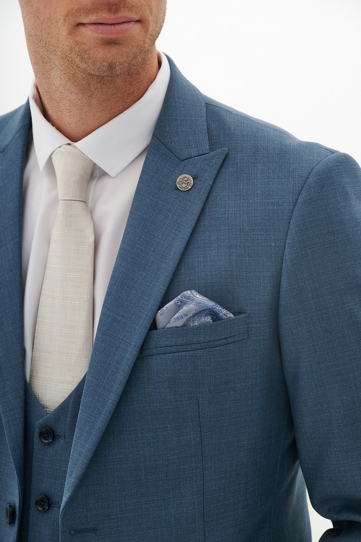 FINLEY Men's Teal Blue Three Piece Suit - Formal Business Attire for Weddings, Interviews & Special Occasions