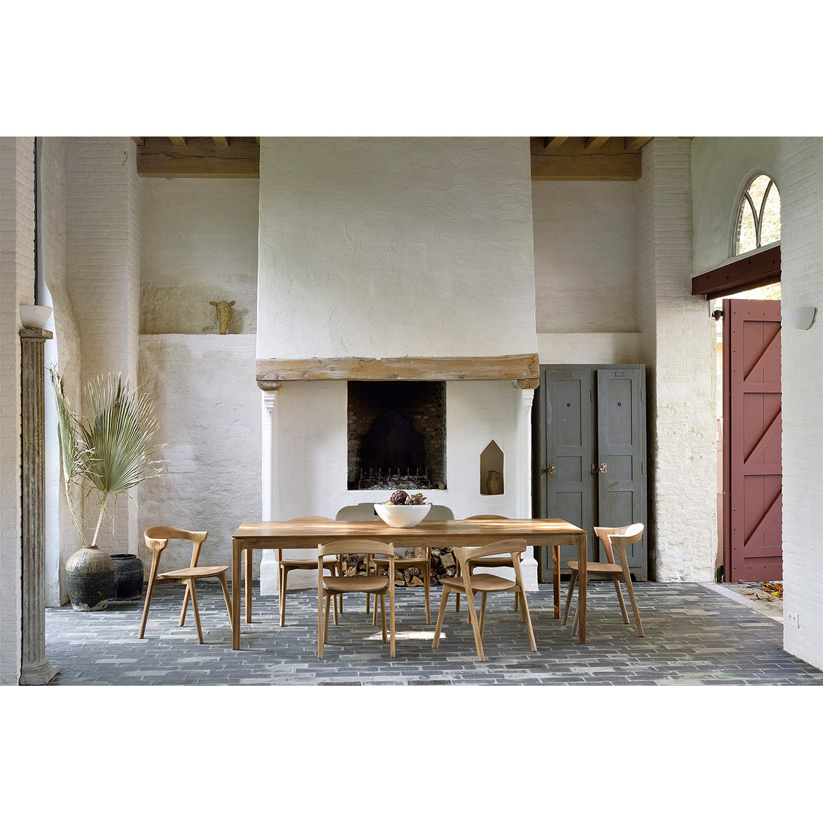 Premium Teak Wood Dining Table 220cm - Solid Wood Modern Farmhouse Style Dining Room Table for 8-10 People - Perfect for Family Gatherings & Dinner Parties