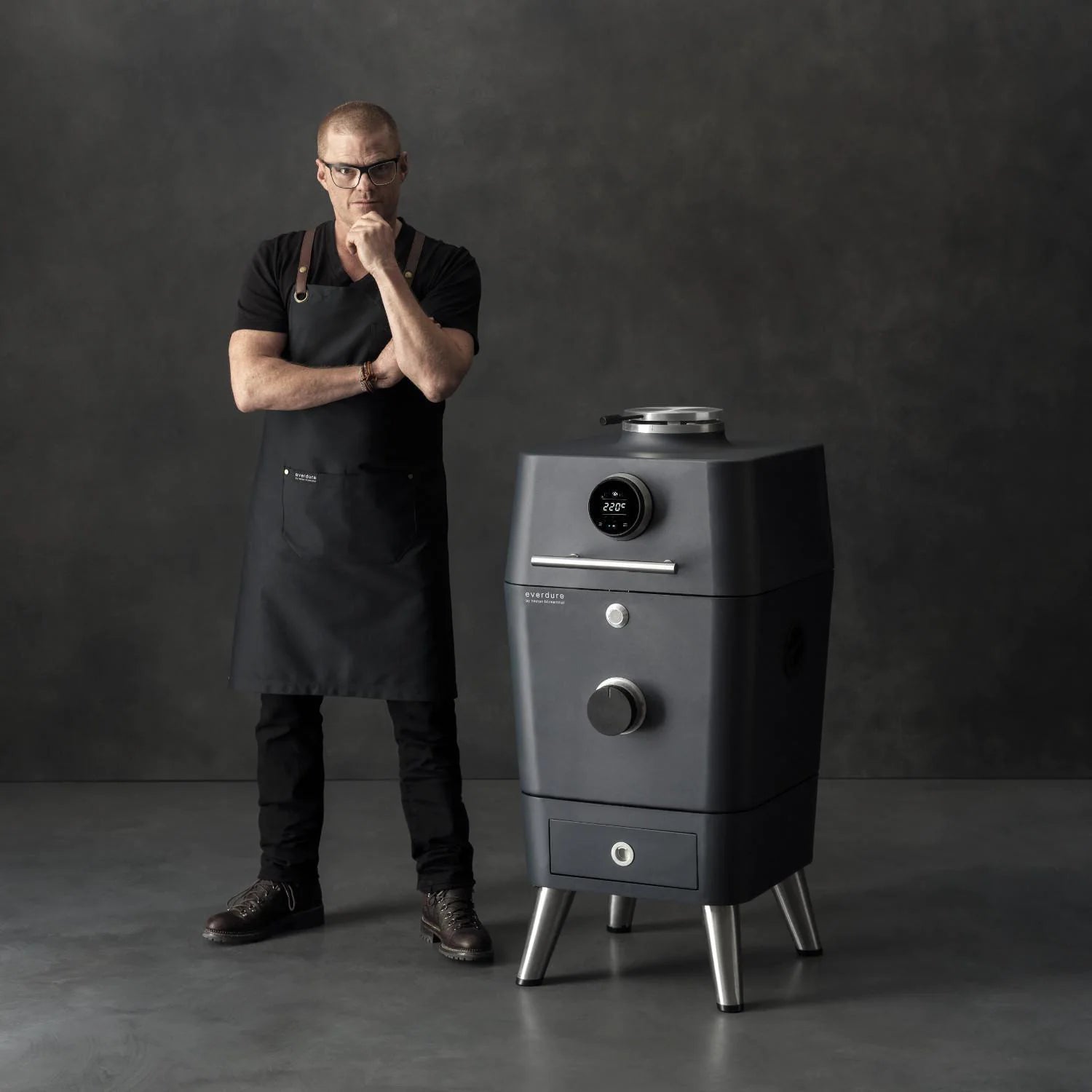 Everdure By Heston Blumenthal 4K 21 Inch Charcoal Grill & Smoker HBCE4KGUS - Premium Outdoor BBQ & Smoking for Backyard, Camping, and Tailgating