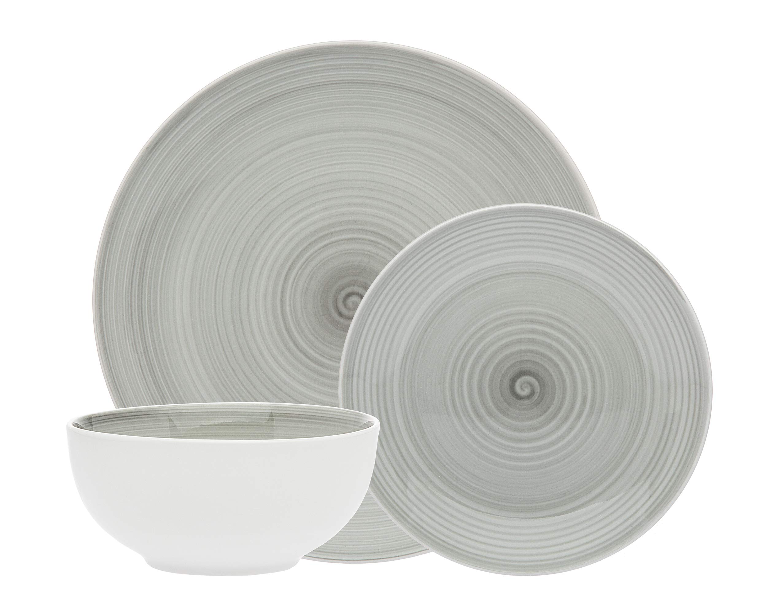 Godinger 12-Piece Porcelain Dinnerware Set - Dinner Plate, Salad Plate & Soup Bowl - Elegant Tableware for Everyday Meals, Dinner Parties & Special Occasions