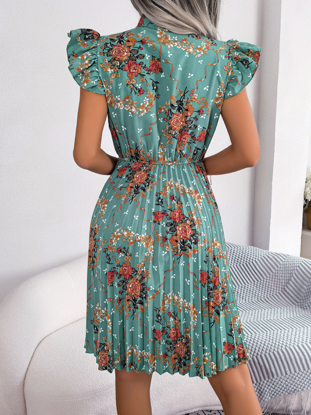 Floral Print Bow Tie Resort Dress for Women - Beach Vacation, Summer Party & Casual Outings