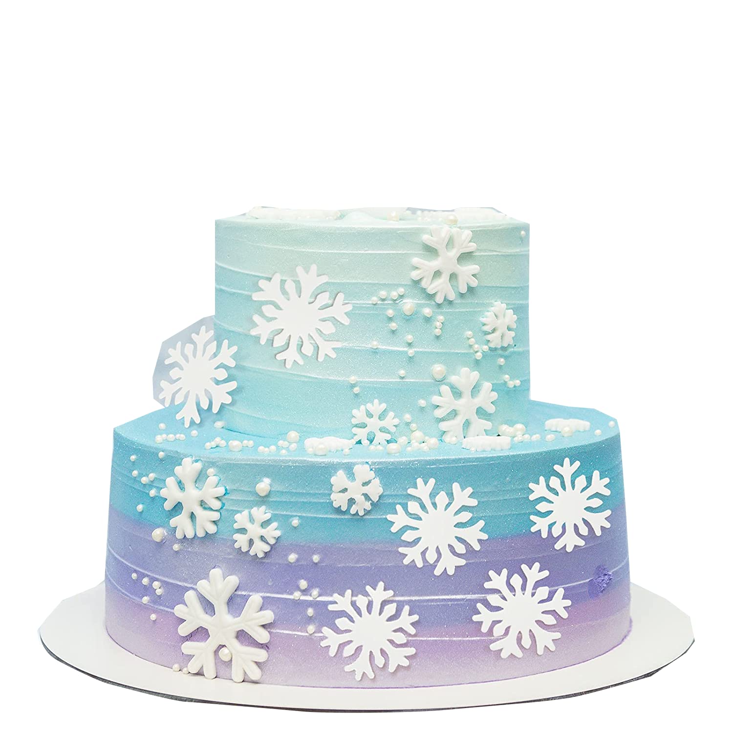 50pcs Edible Snowflake Cake Toppers - Winter Cupcake Decorations for Frozen Themed Cakes, Birthday Parties & Holiday Desserts