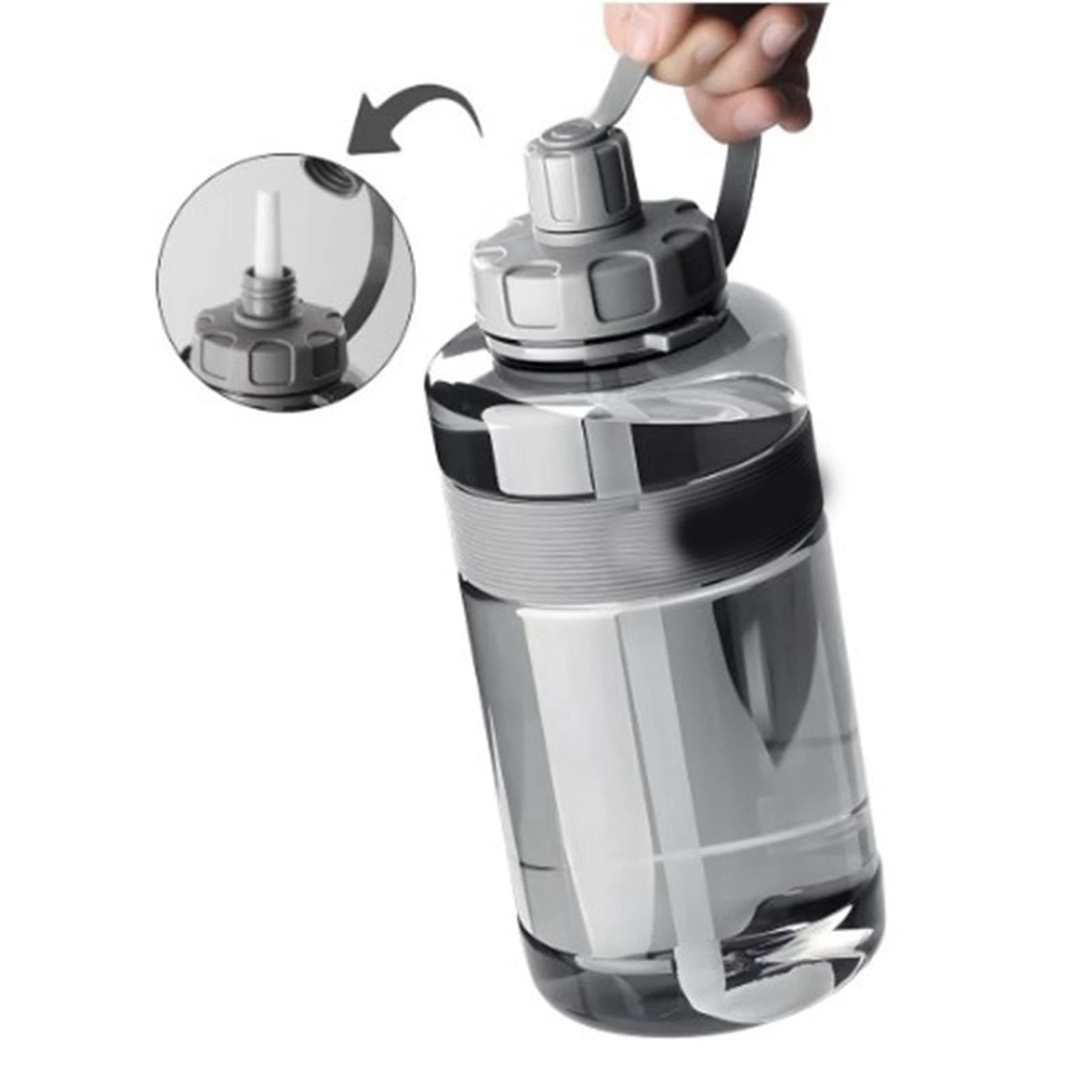2L Large Capacity Leak Proof Sports Water Bottle with Straw - BPA Free Plastic, Ideal for Gym, Hiking, Running & Outdoor Activities