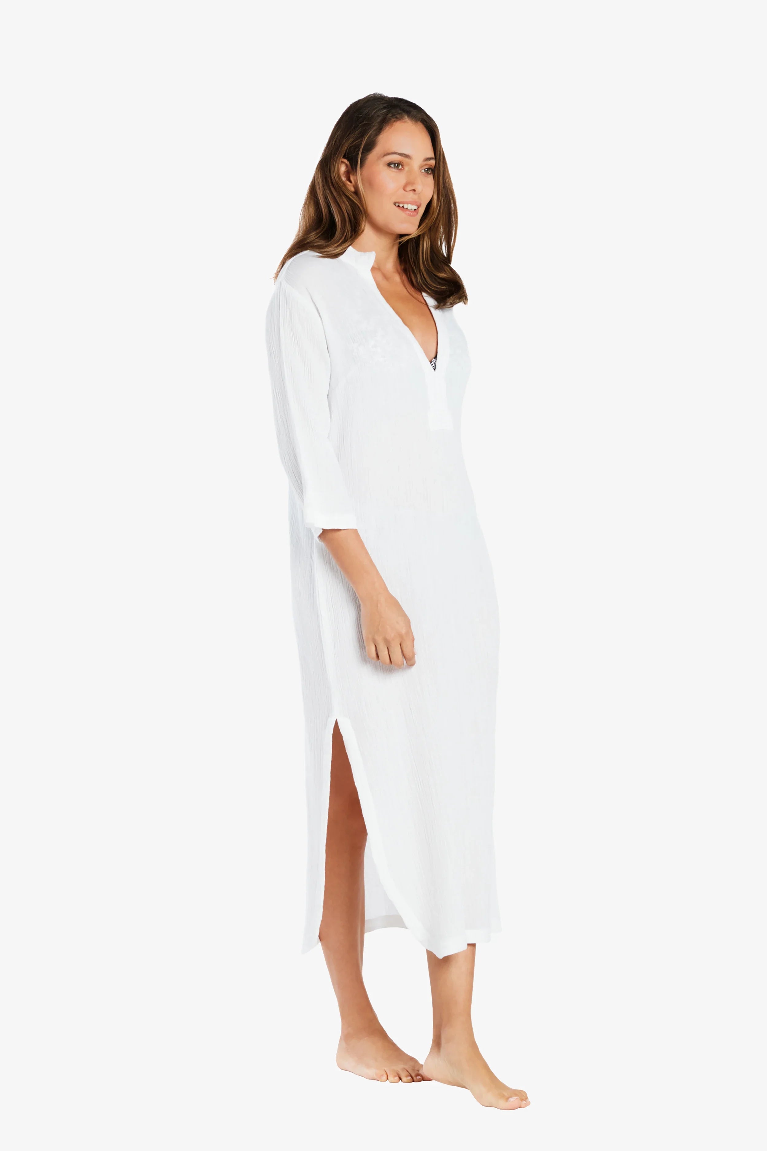 Brigid Tunic Women's Casual Loose Fit White Blouse Top - Perfect for Office Wear, Weekend Outfits & Summer Fashion