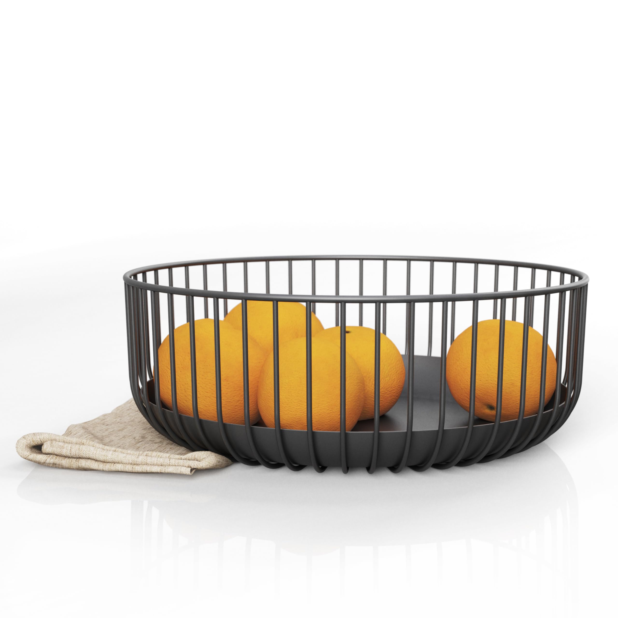 Stylish Black Metal Wire Fruit Basket - Durable Kitchen Fruit Bowl for Organizing Fruits & Vegetables - Decorative Storage Holder for Countertop & Dining Table - Heavy Duty, 11x11x4 Inches - Perfect for Home, Office & Party Decor