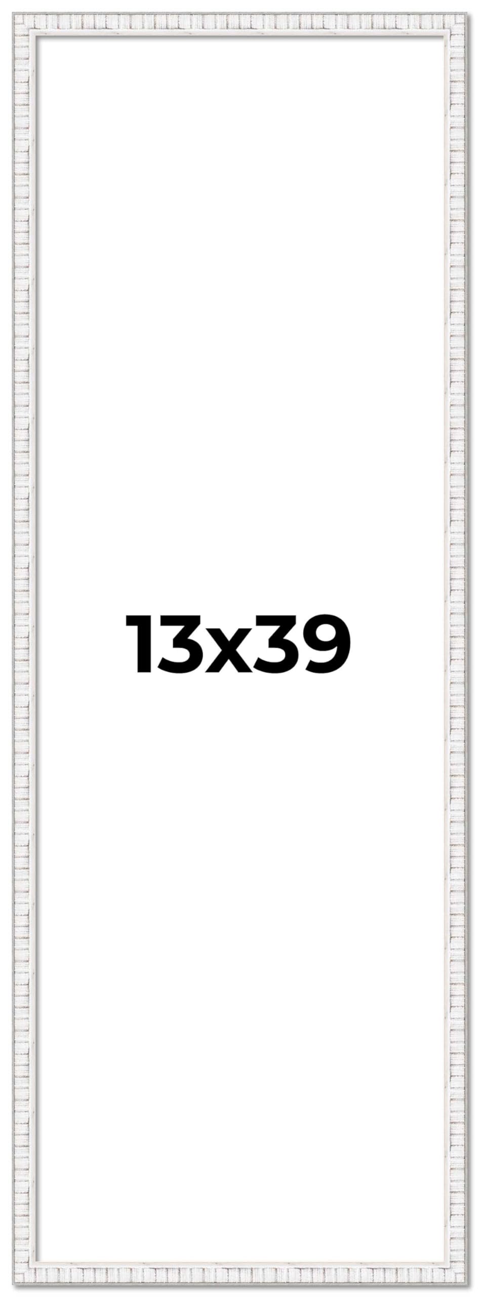 13x39 Distressed White Solid Wood Picture Frame - 0.75
