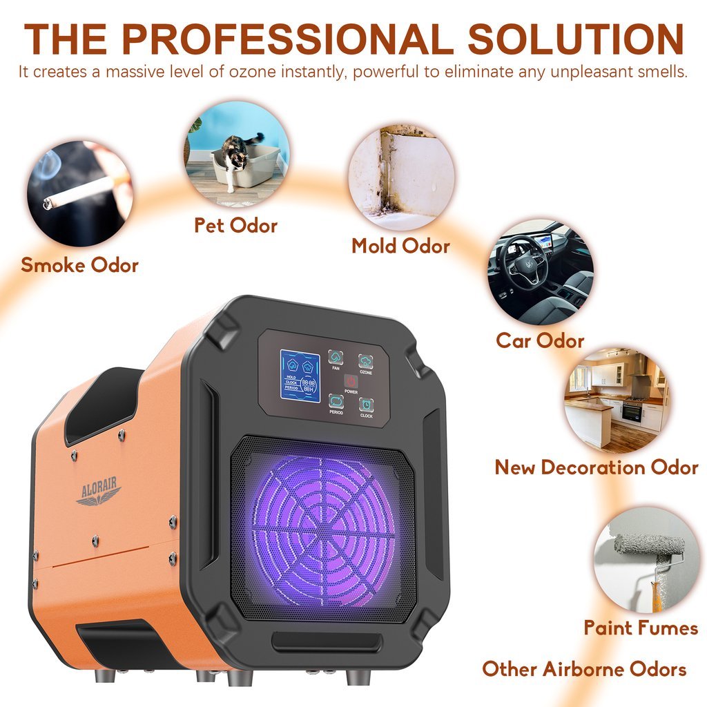 AlorAir O UVC3 Pro 15,000 mg/h Commercial Ozone Generator with Digital Display - Powerful Air Purifier for Home, Office, and Industrial Use - Eliminates Odors, Mold, and Bacteria