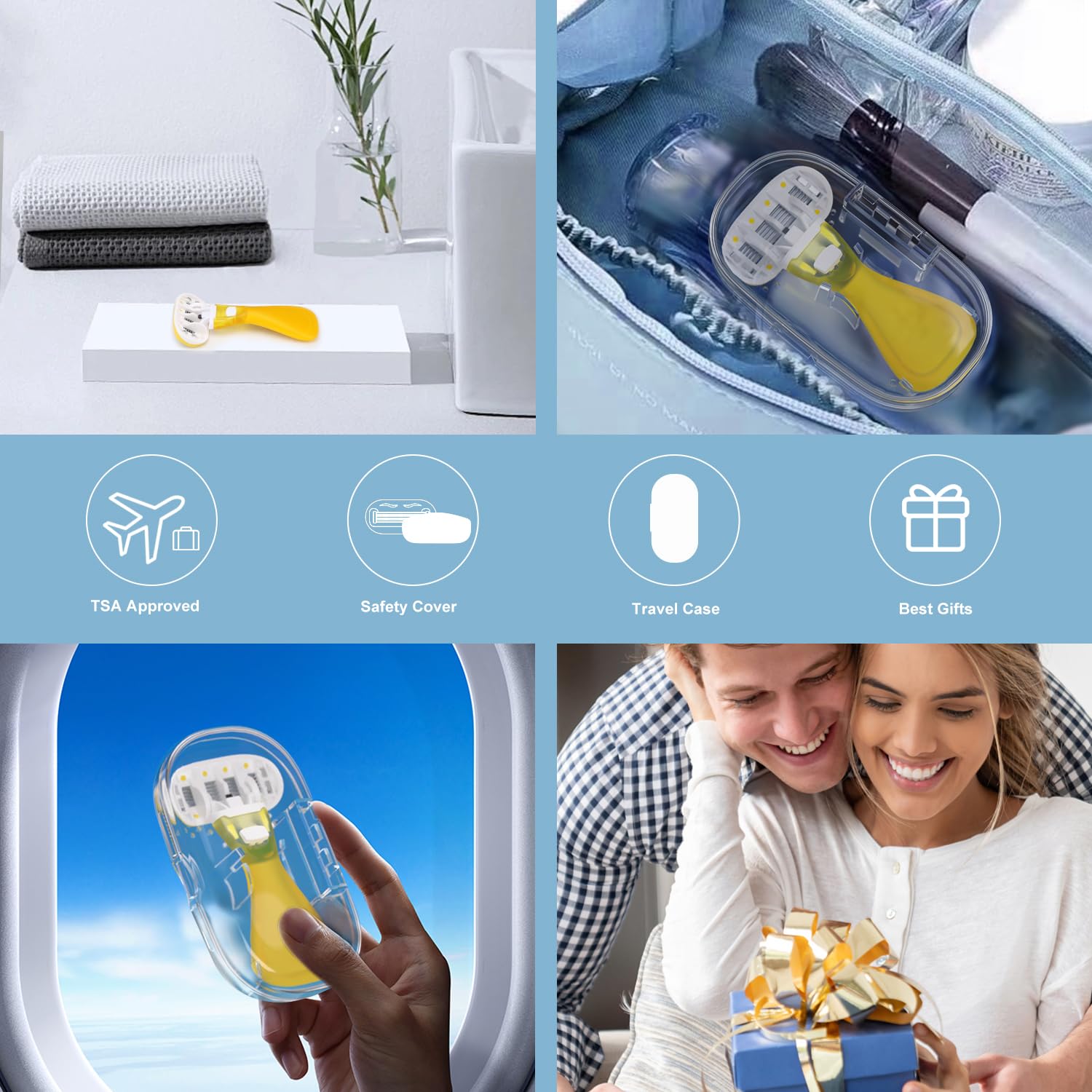 Mini Travel Razors for Women - 5-Blade Shaving Razor with 3 Refills & Travel Case, Extra Smooth On-The-Go Shaver, Portable Shaving Kit for Women (Lemon Yellow) - Perfect for Gym, Vacation & Business Trips