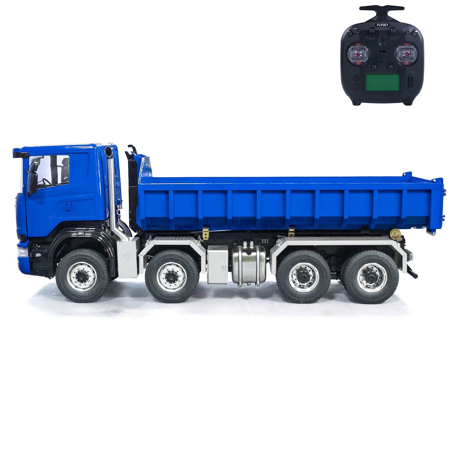 1/14 Scale 8x8 RC Hydraulic Dump Truck with 3-Speed Transmission, Differential Lock Axles & Powerful Motor - Remote Control Construction Vehicle for Off-Road Play, Sandbox Toys, and Construction Site Simulation