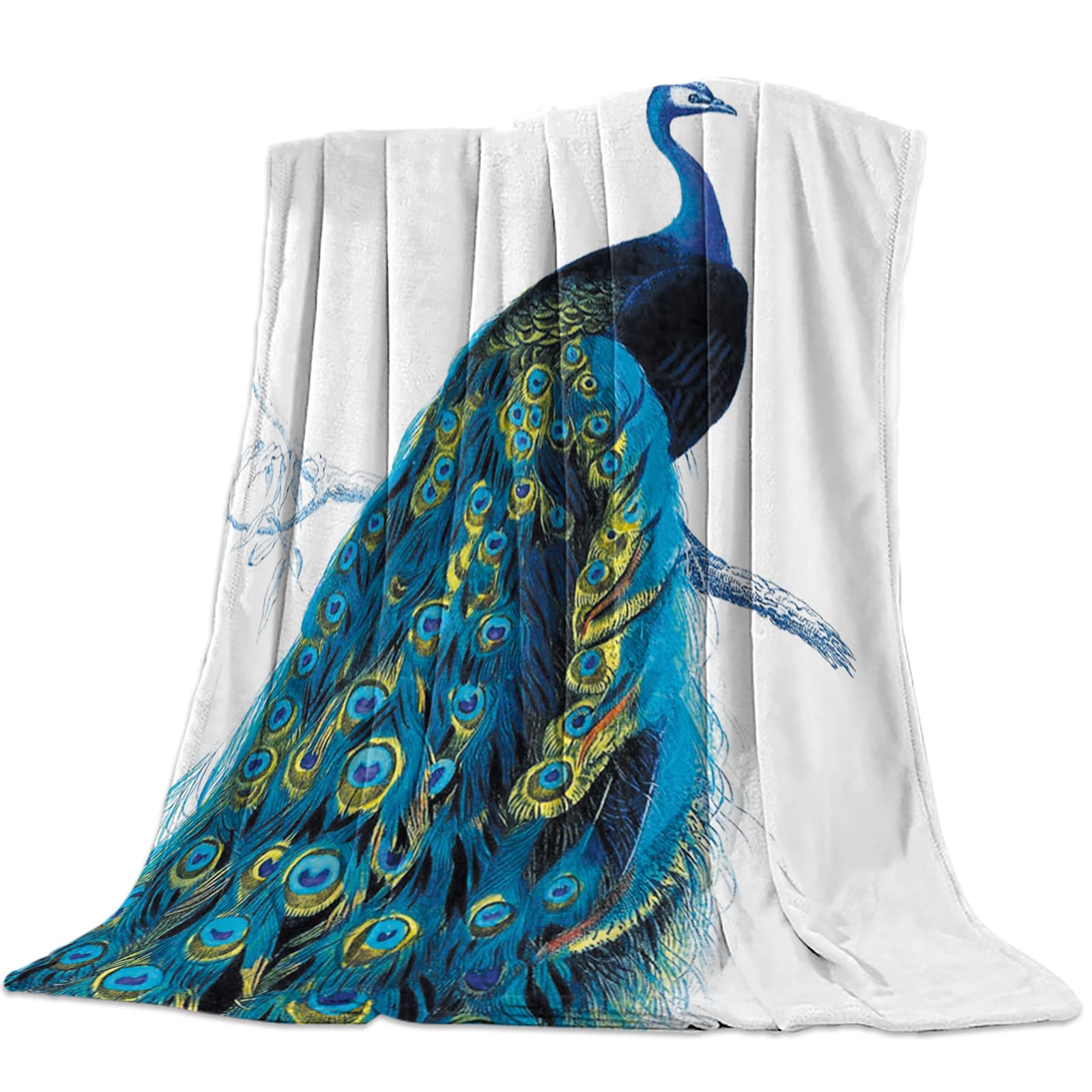 KAROLA Fleece Blanket - Ultra Soft Microfiber Flannel Bed Blanket | Lightweight & Cozy All-Season Throw for Couch, Sofa & Bed (60x80 Inches, Peacock Design) - Perfect for Home, Office, Travel & Gift Giving