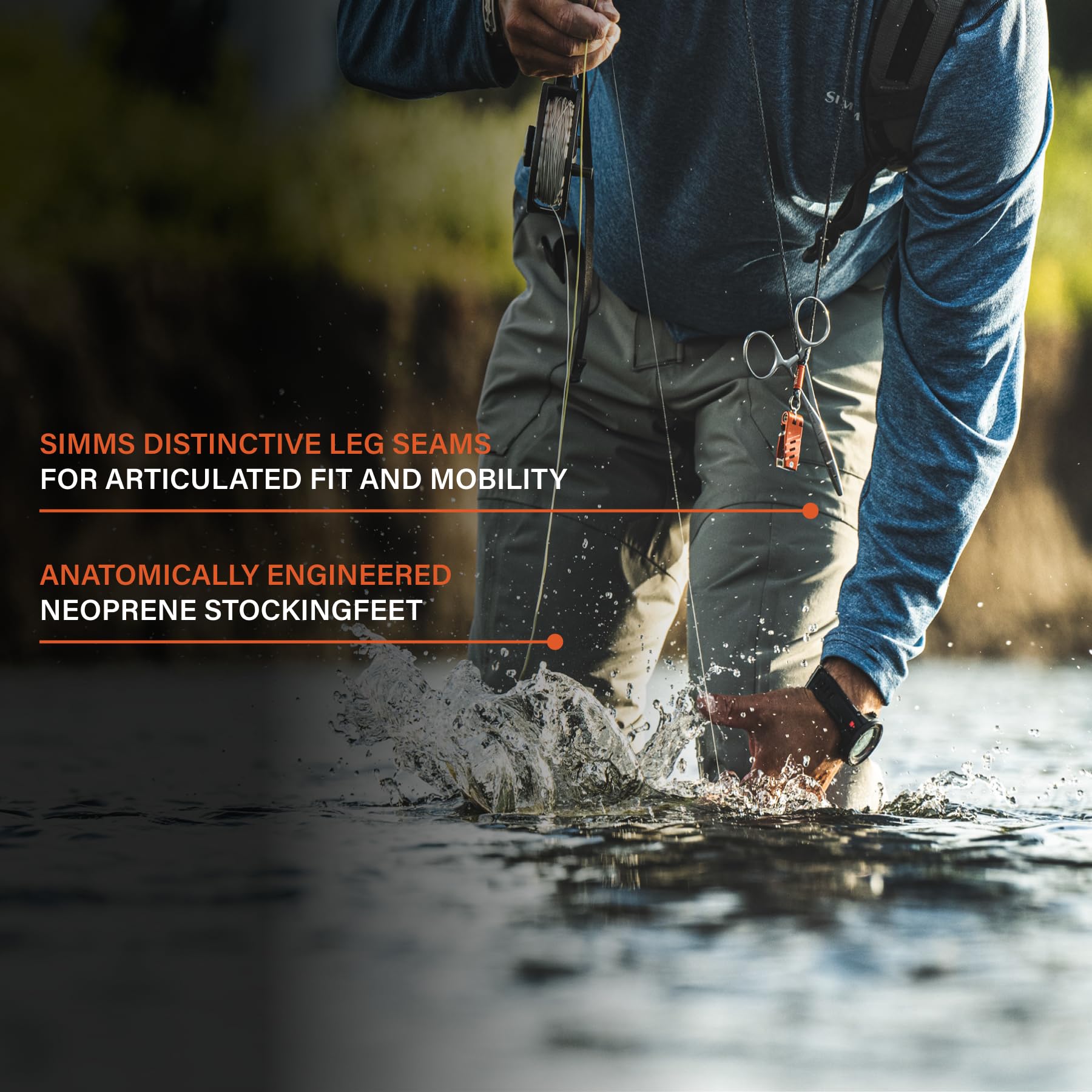 Simms Men’s Freestone Stockingfoot Fishing Wading Pants - Waterproof, Lightweight & Breathable Warm Weather Waders for Fly Fishing, Trout & Bass Fishing in Rivers & Streams