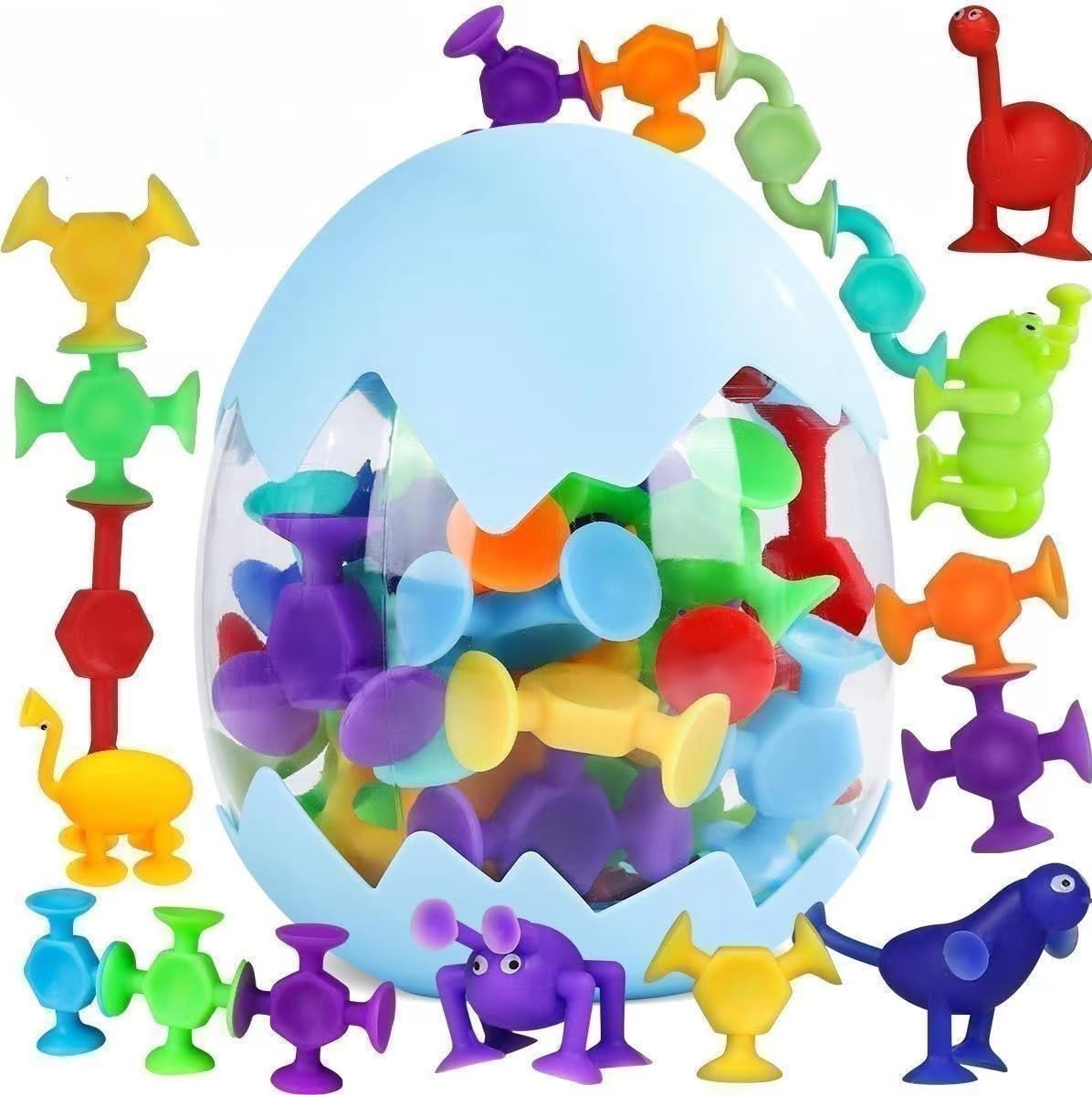 27 PCS Bath Toys for Kids Ages 4-8 - Sensory Suction Cup Toys for Boys & Girls - Stress Relief & Travel Toys - Durable Silicone Bathtub Toys for Toddlers - Fun Bath Time & Pool Play