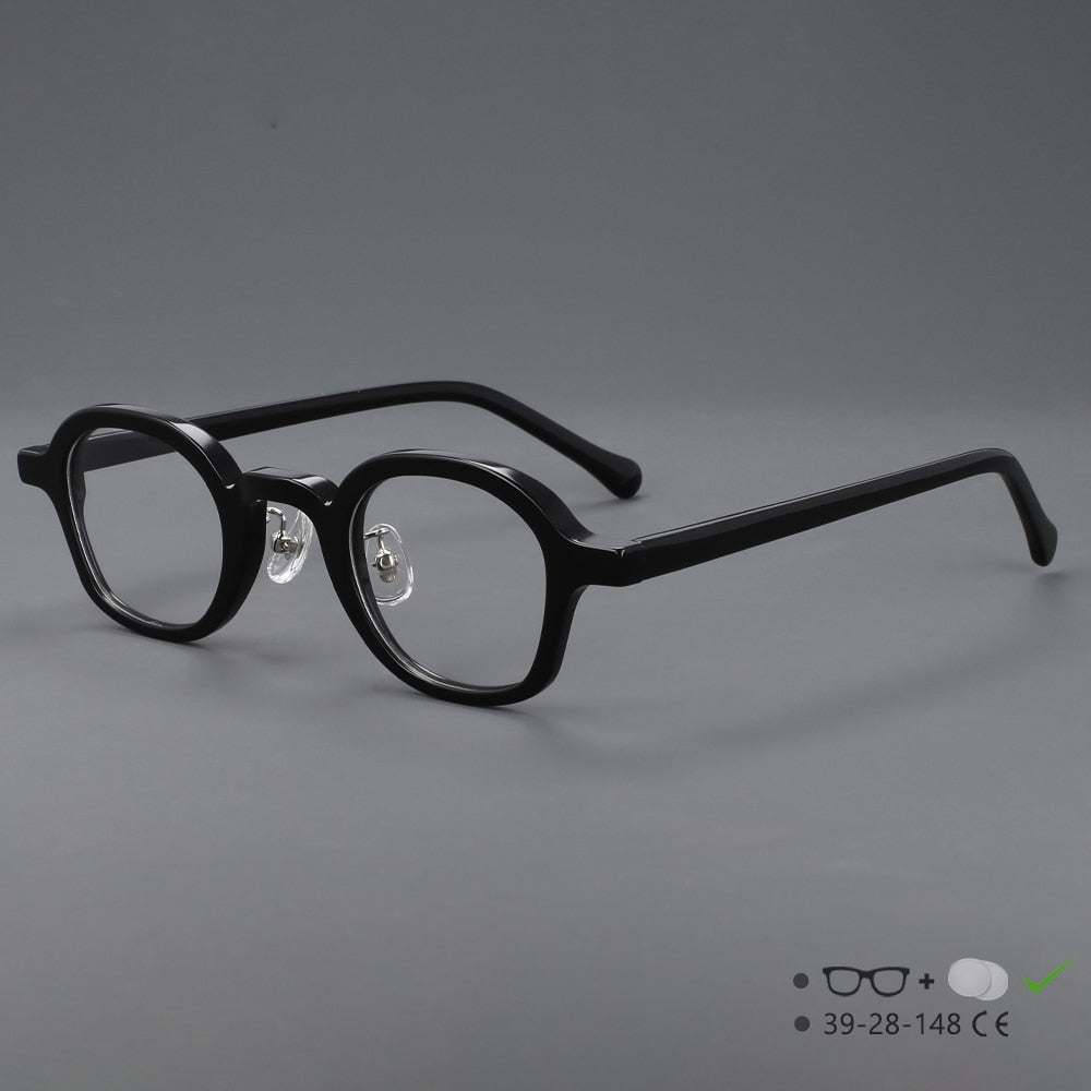 CCspace Unisex Full Rim Round Handcrafted Acetate Eyeglasses Frame 55698 - Lightweight & Durable for Men & Women - Perfect for Reading, Work & Fashion Accessories
