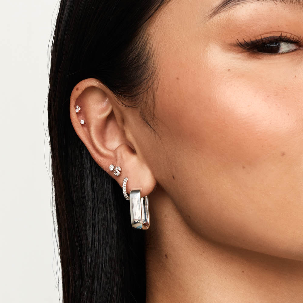 Chunky Silver Paperclip Earrings for Women - Trendy Midi Hoop Earrings for Everyday Wear & Gift Giving