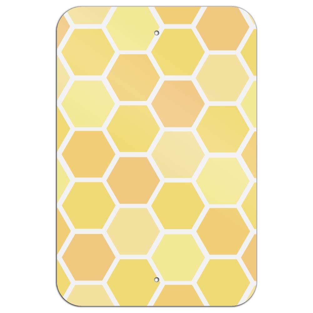 Yellow Honeycomb Pattern Sign for Home, Office & Business - Modern Wall Decor for Workspaces, Retail Stores & Entryways