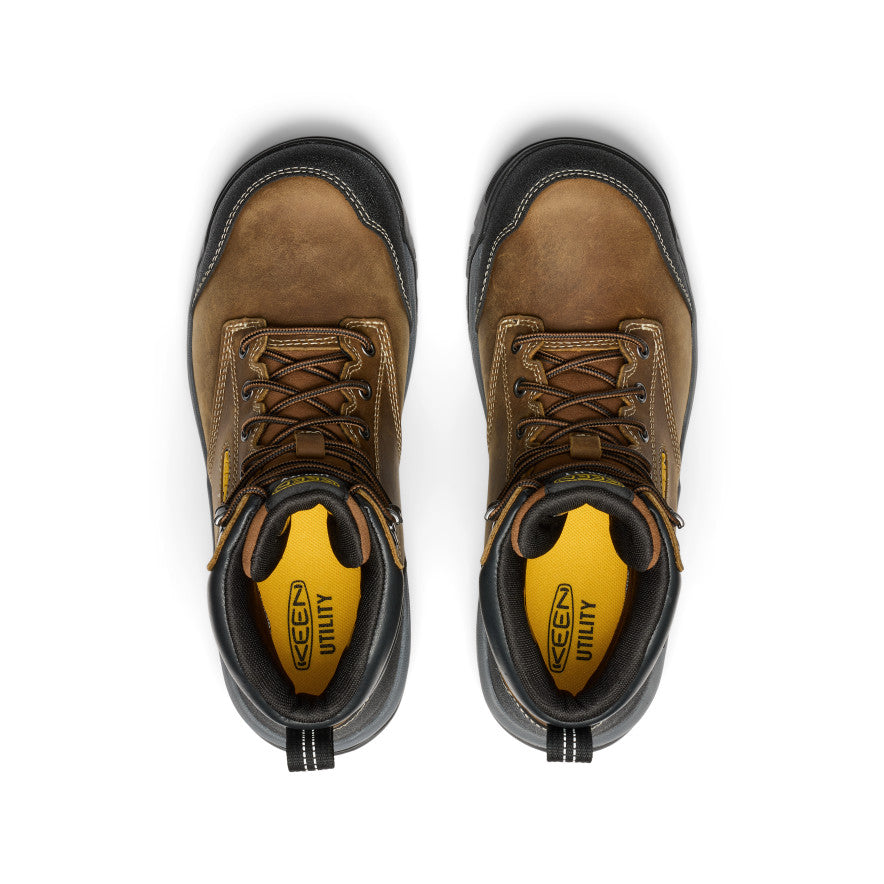 Men's Evanston 6 Waterproof Soft Toe Work Boots - Bison/Black - Durable & Comfortable for Construction, Hiking & Outdoor Activities