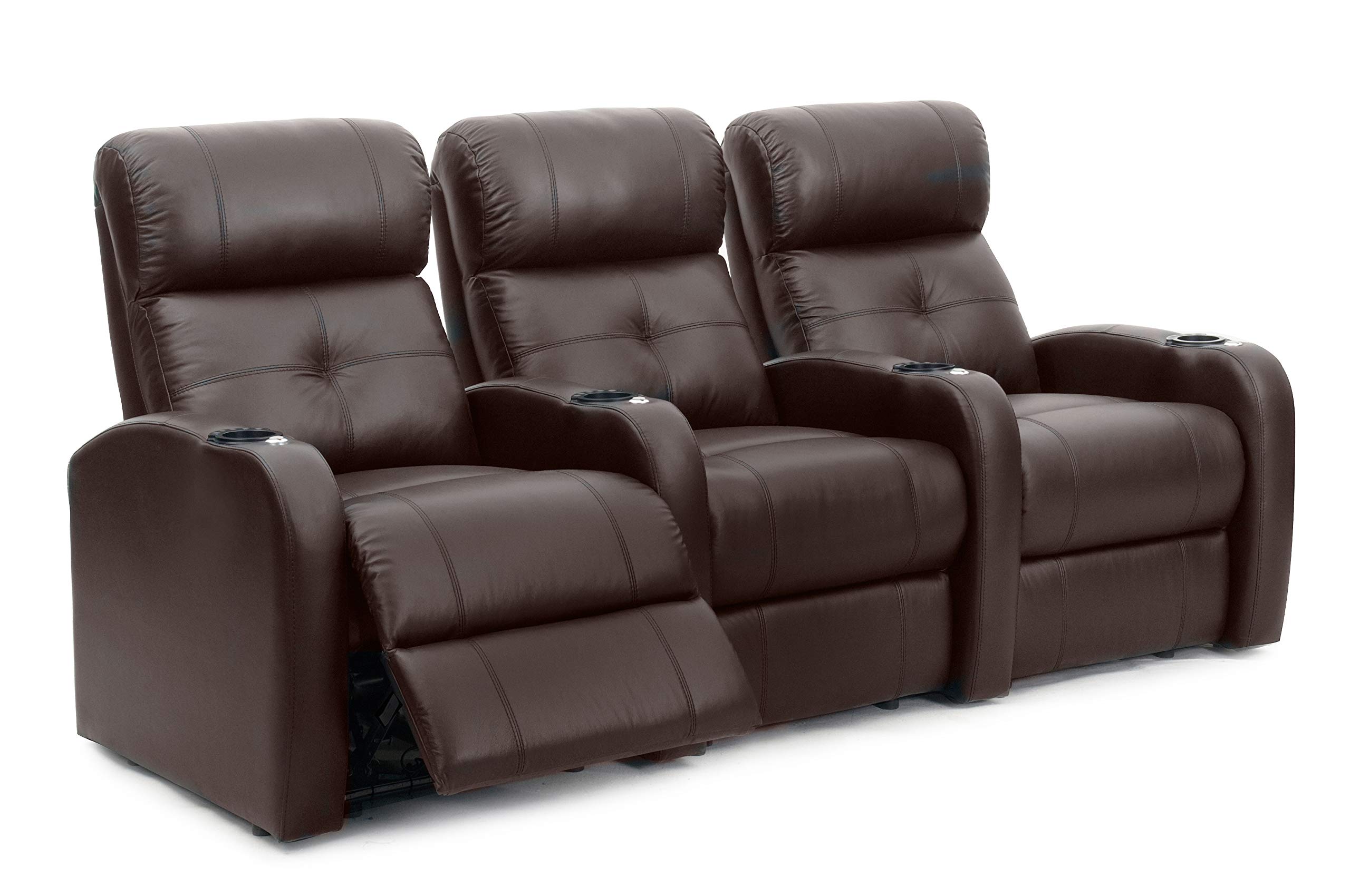 Octane Sonic XS900 Genuine Brown Leather Home Theater Seating Set (3-Piece) - Luxury Recliners for Movie Nights & Gaming Rooms