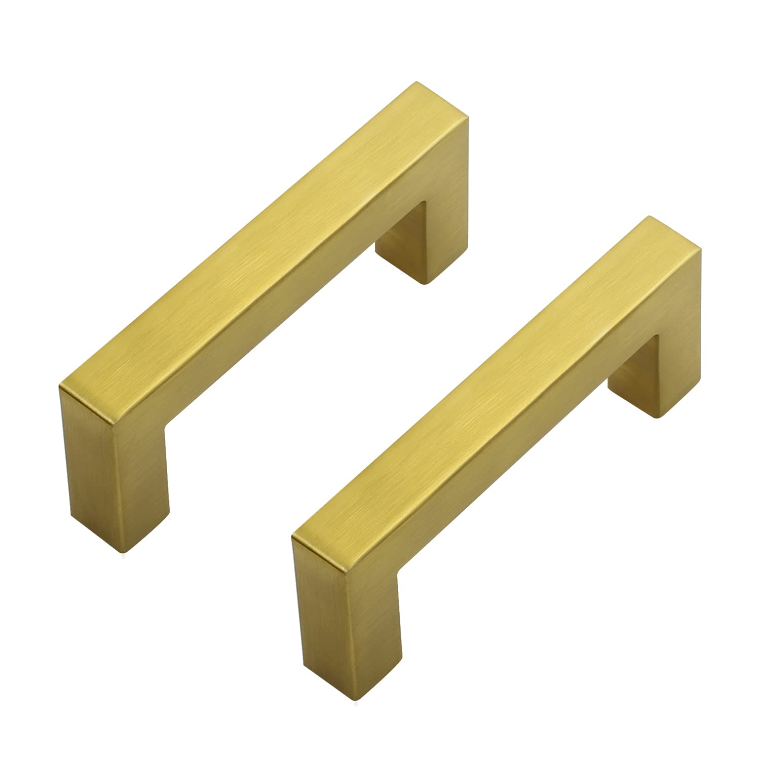 Ravinte 10 Pack Gold Square Bar Cabinet Handles, 3 Inch Hole Center Drawer Pulls for Modern Kitchen & Bathroom Hardware Upgrade