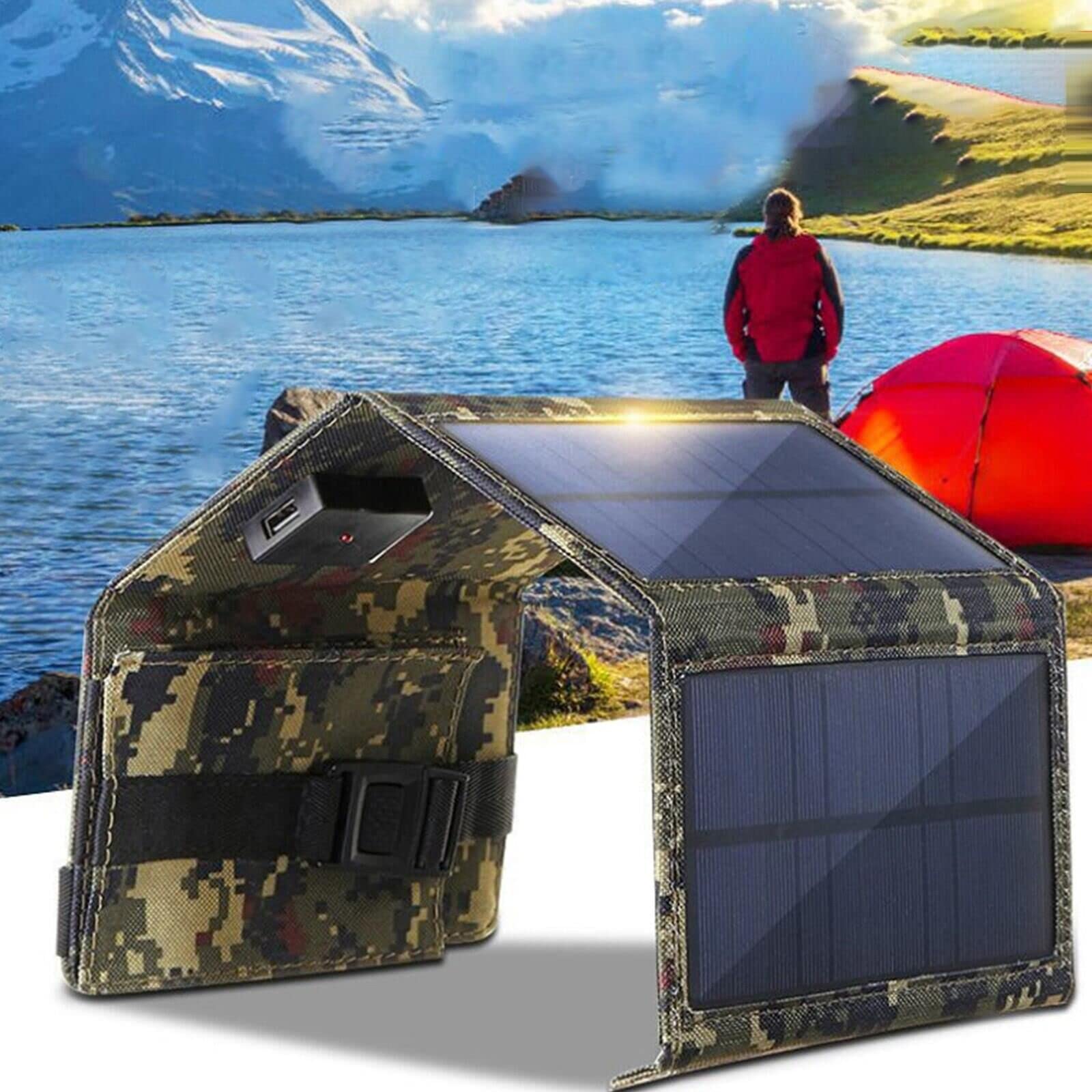 10W Foldable Solar Panel with USB Port - High Efficiency Portable Solar Charger for Phones, Camping, Hiking & Outdoor Adventures | Waterproof & Lightweight Design for Emergency Power Supply