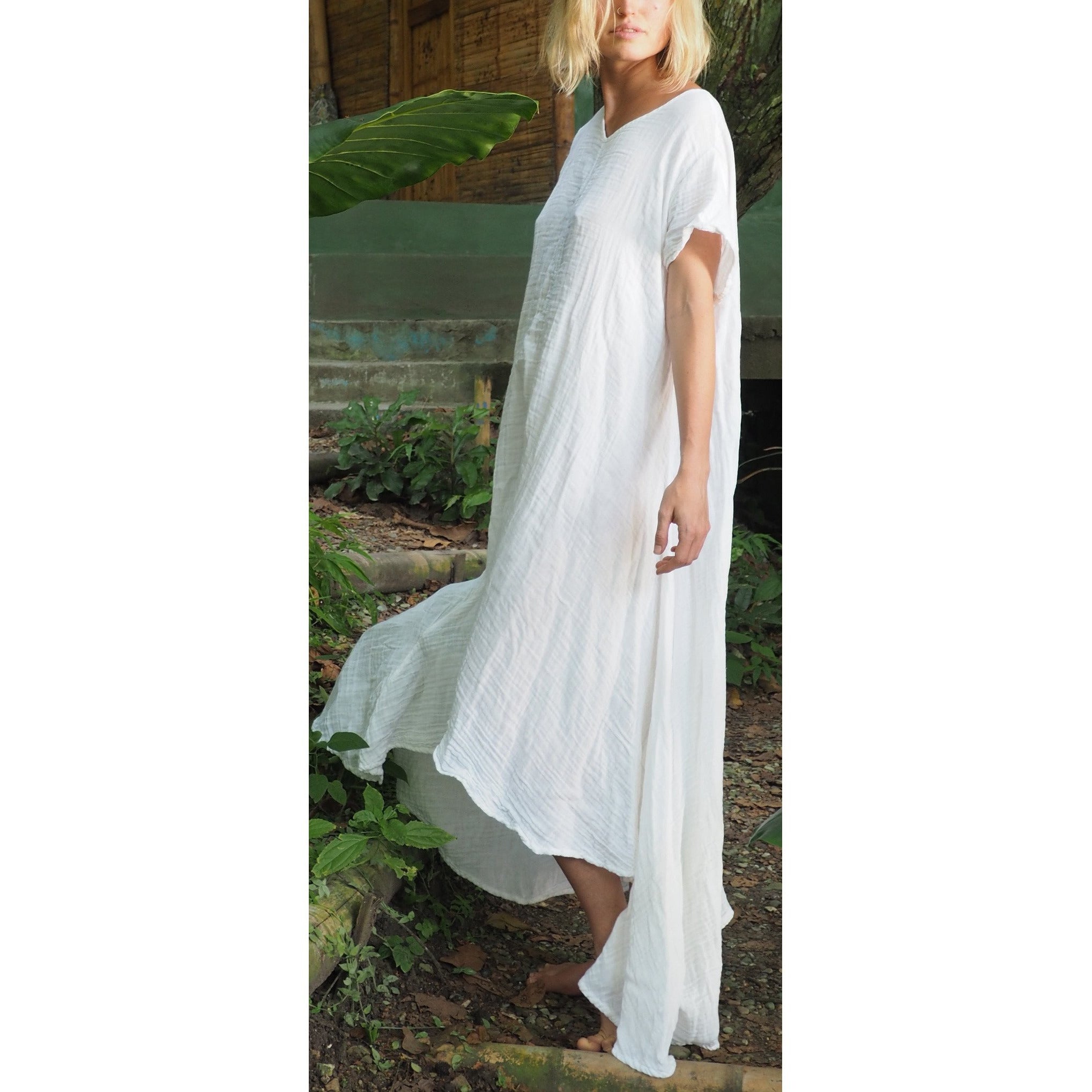 Soft Gauze Tee Dress in Gold - Comfortable & Breathable Women's Casual Summer Dress for Beach, Vacation & Everyday Wear