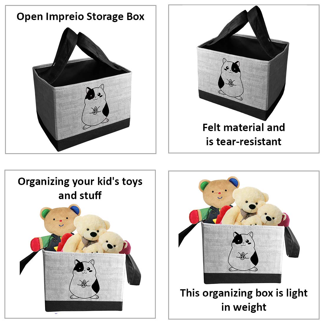 PrettyKrafts Kids Toy Storage Box - Grey Jute Organizer for Toys, Books & Crafts | Perfect for Playrooms, Bedrooms & Daycare Organization