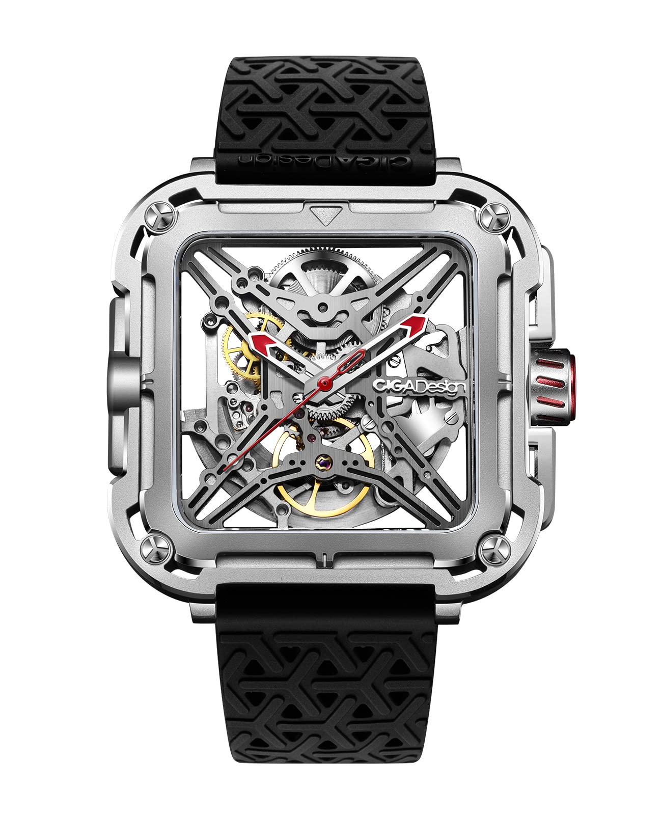 CIGA Design X Series Automatic Mechanical Watch - SUV Inspired Anti-Shock Design, Sapphire Crystal, Skeleton Dial with Silicone & Nylon Strap - Stylish Unisex Watch for Men & Women | Perfect for Outdoor Adventures, Business Meetings & Fashion Accessories