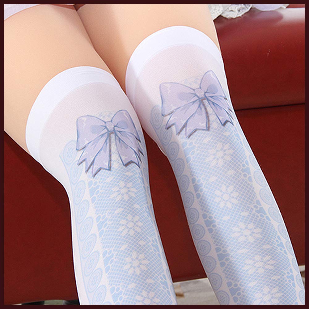 YOMORIO Anime Lolita High Socks - Cute Bow Over Knee Socks, Thin Velvet Thigh High Stockings for Cosplay, Kawaii Fashion & Winter Outfits