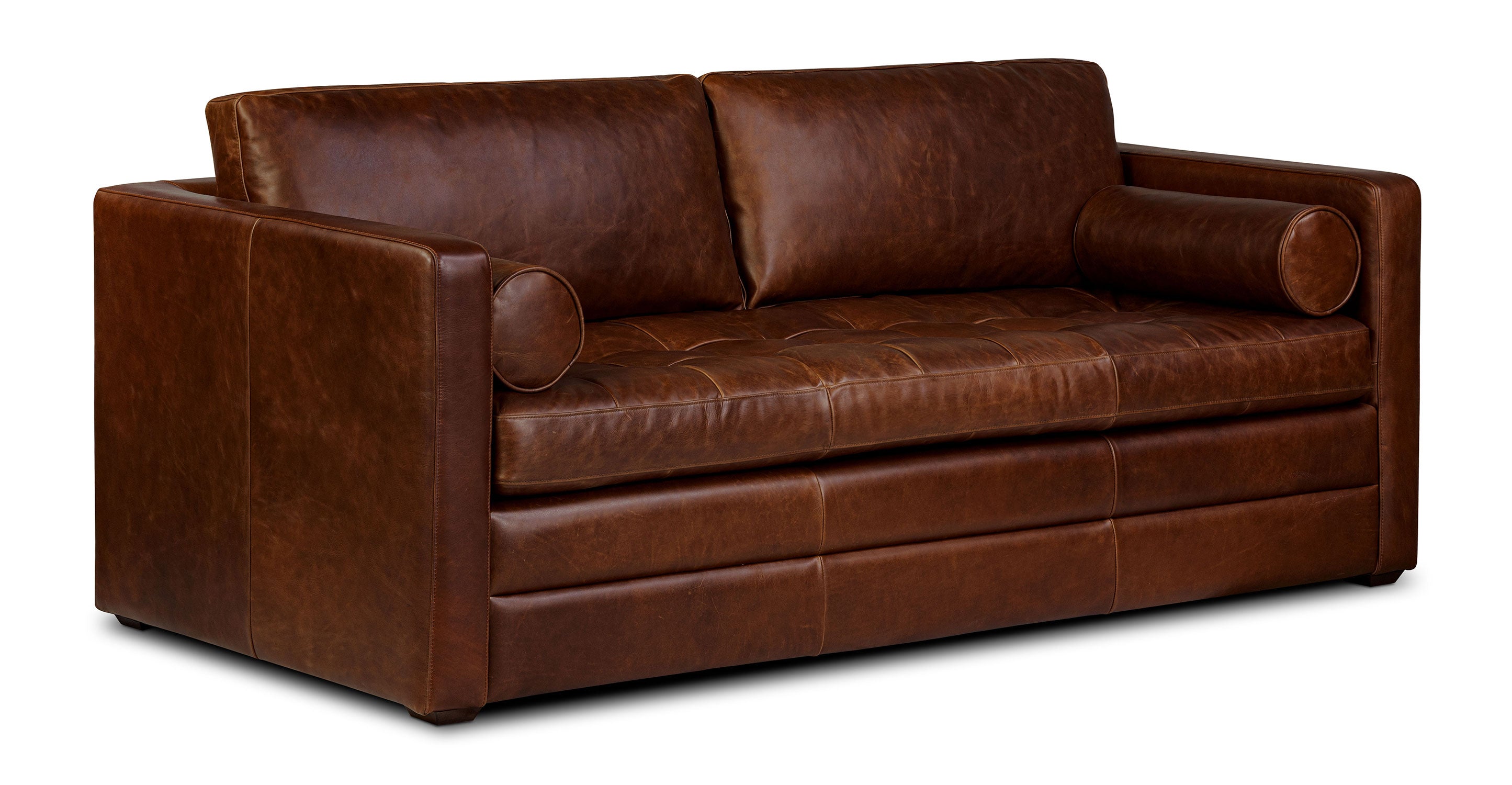 Napa 82 Leather Pull Out Convertible Sleeper Sofa - Premium Genuine Leather Sectional Couch with Chaise Lounge for Living Room, Bedroom & Guest Room | Perfect for Small Spaces, Apartments & Home Theater