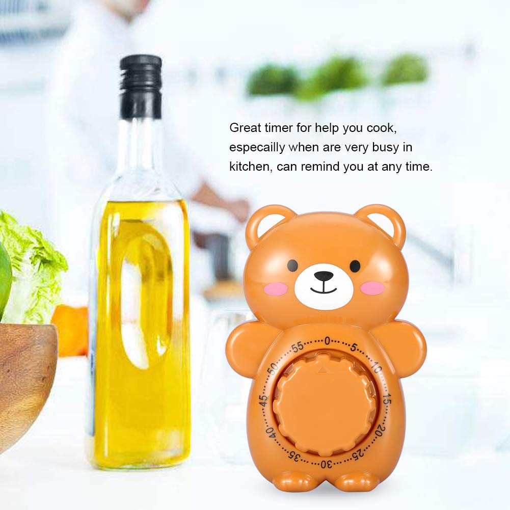 Cute Bear Mechanical Kitchen Timer - Manual Alarm for Cooking & Baking