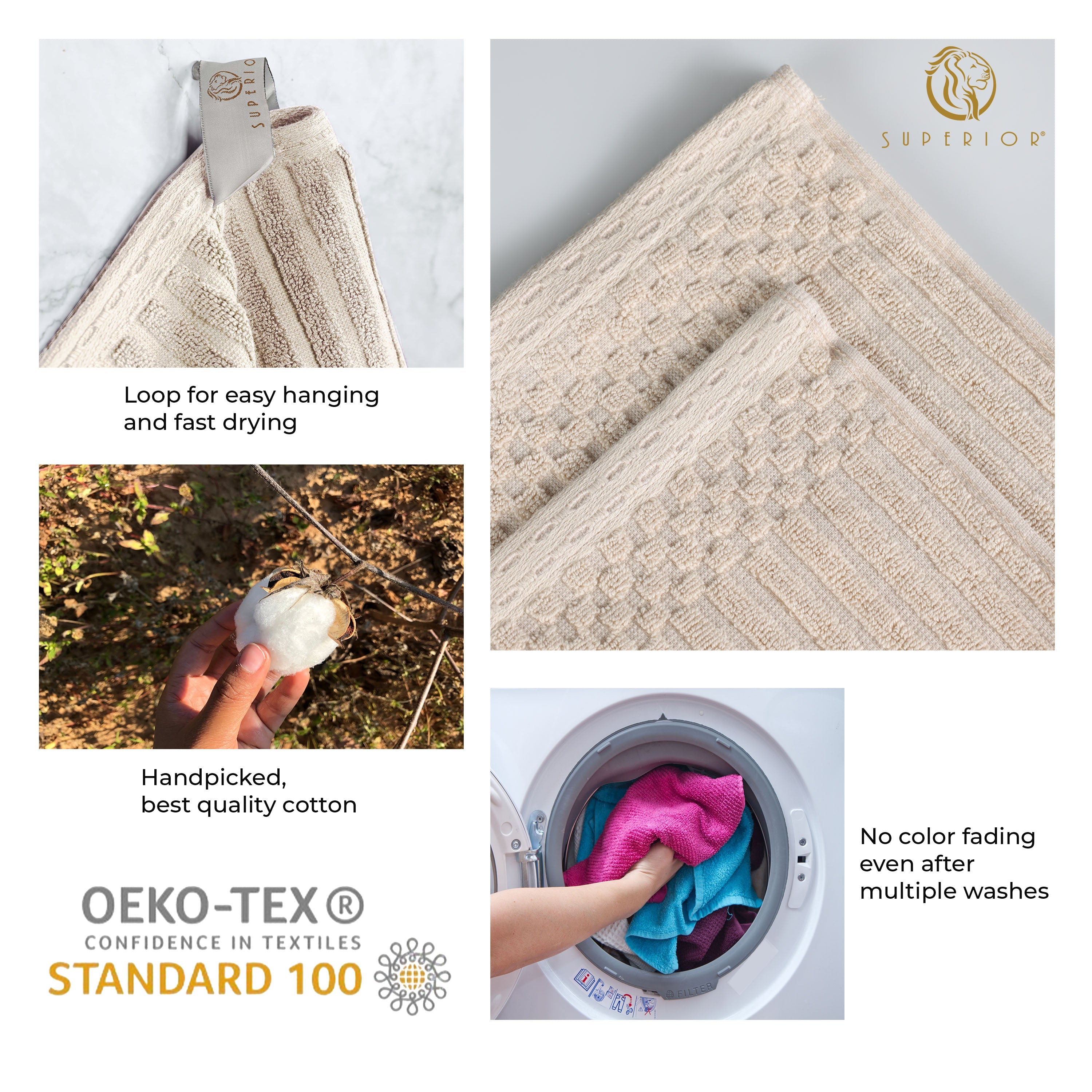 Premium Soho Ribbed Textured Cotton Bath Towel Set - Ultra Absorbent, Quick-Drying Hand & Bath Towels for Spa, Gym, and Luxury Home Use