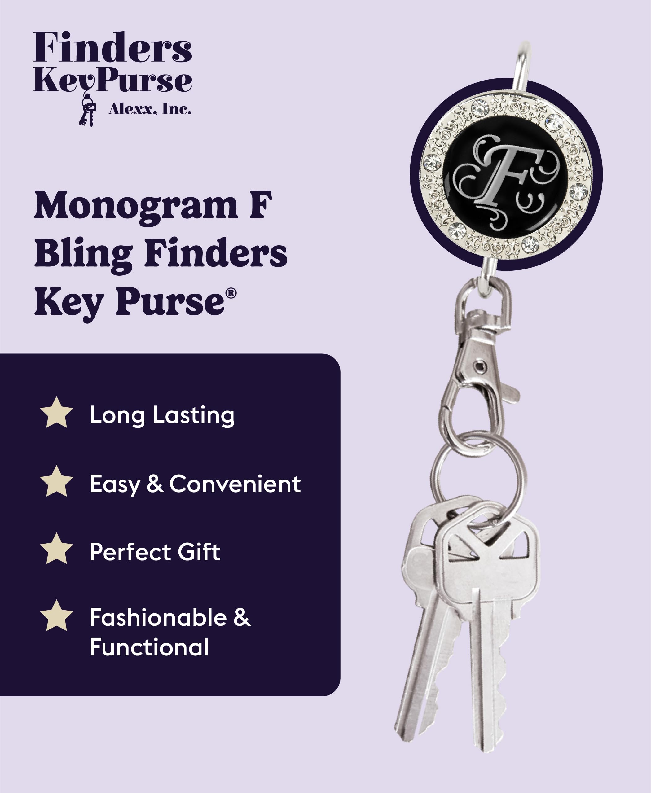 Women's Personalized Monogram Key Finder & Purse Organizer - Cute Bag Charm Keychain for Mom, Best Gift for Women - Perfect for Everyday Use, Travel & Key Organization
