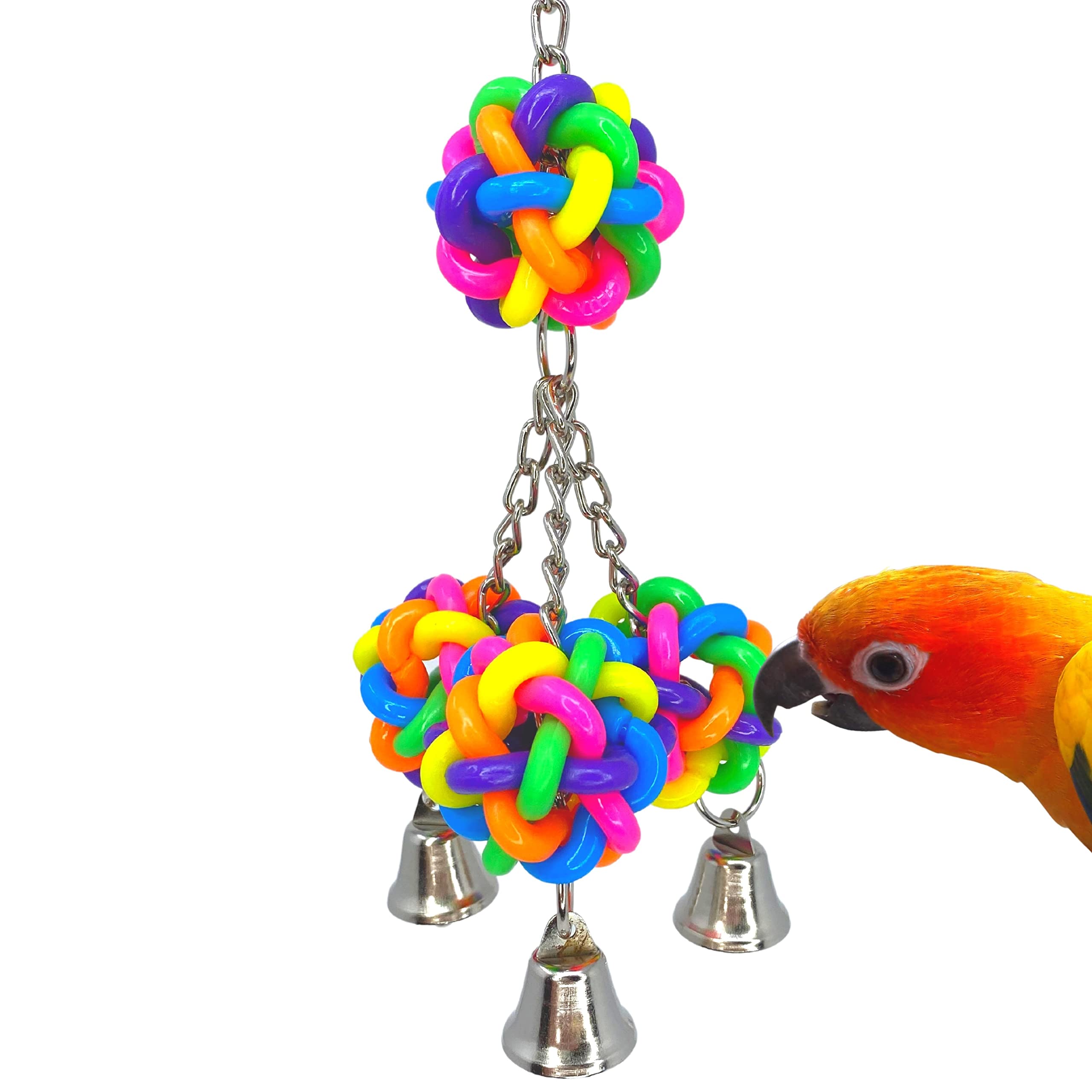 Bonka Bird Toys 1944 Wibbly Ringer - Colorful Chewable Parrot Cage Toy for Cockatiels, Conures & Parakeets - Interactive Bird Enrichment for Mental Stimulation & Play