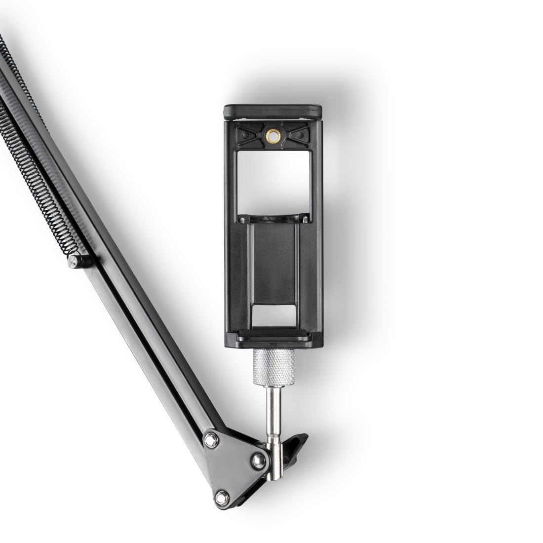 Hama Dual Monitor Mount Stand - 4 Arm Adjustable Swivel Tilt Desk Mount with Microphone Boom & Tripod Base for Streaming Setup, PC Monitors, Camera, Ring Light, Phone (Black) - Perfect for Home Office, Gaming & Live Streaming