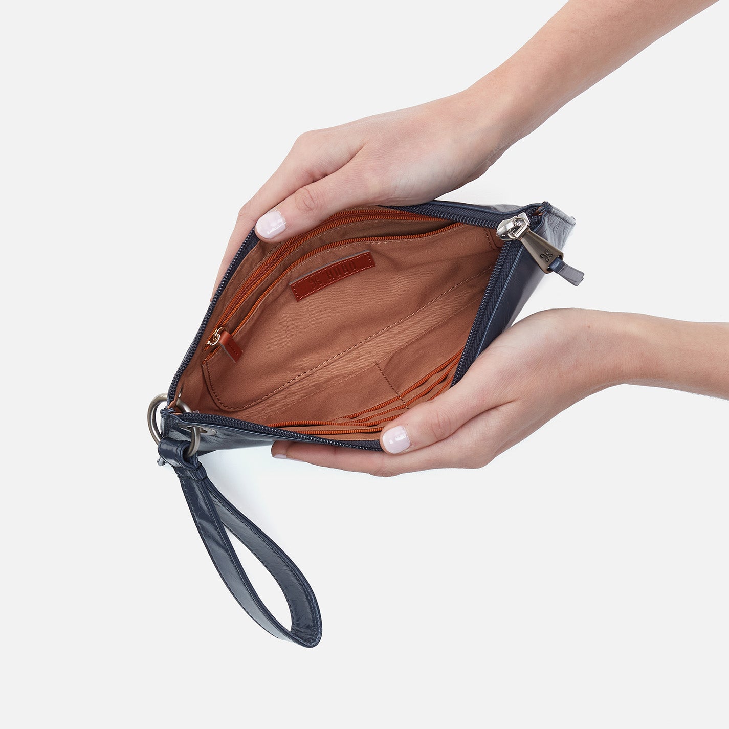 Vida Polished Leather Wristlet - Blue Stone Crossbody Clutch for Women | Perfect for Evening Parties, Weddings & Date Nights