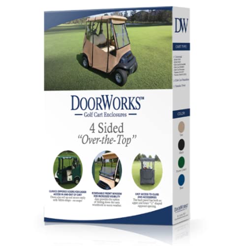 Premium Universal Golf Cart Cover - Waterproof & UV Resistant 4-Sided Black Cover Fits Club Car/EZGO RXV/TXT (60