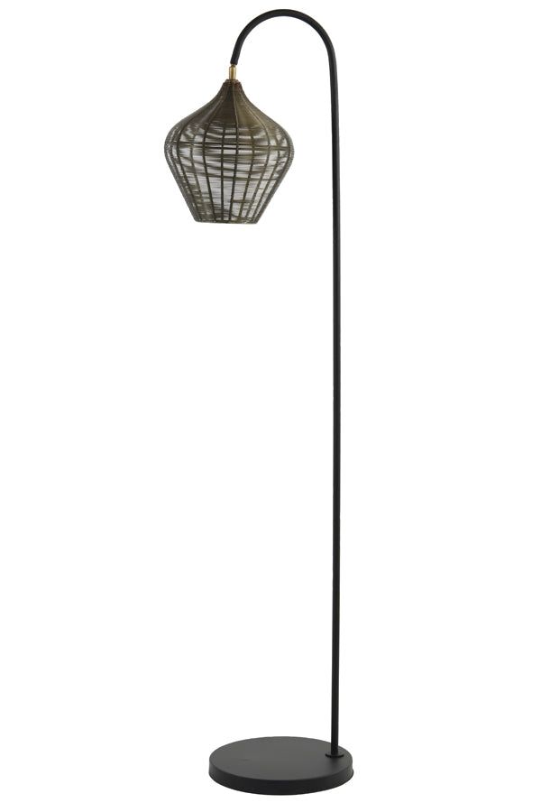 Alvaro Modern Floor Lamp with Adjustable Height - Matt Black & Antique Bronze Finish for Living Room, Bedroom, or Office Lighting