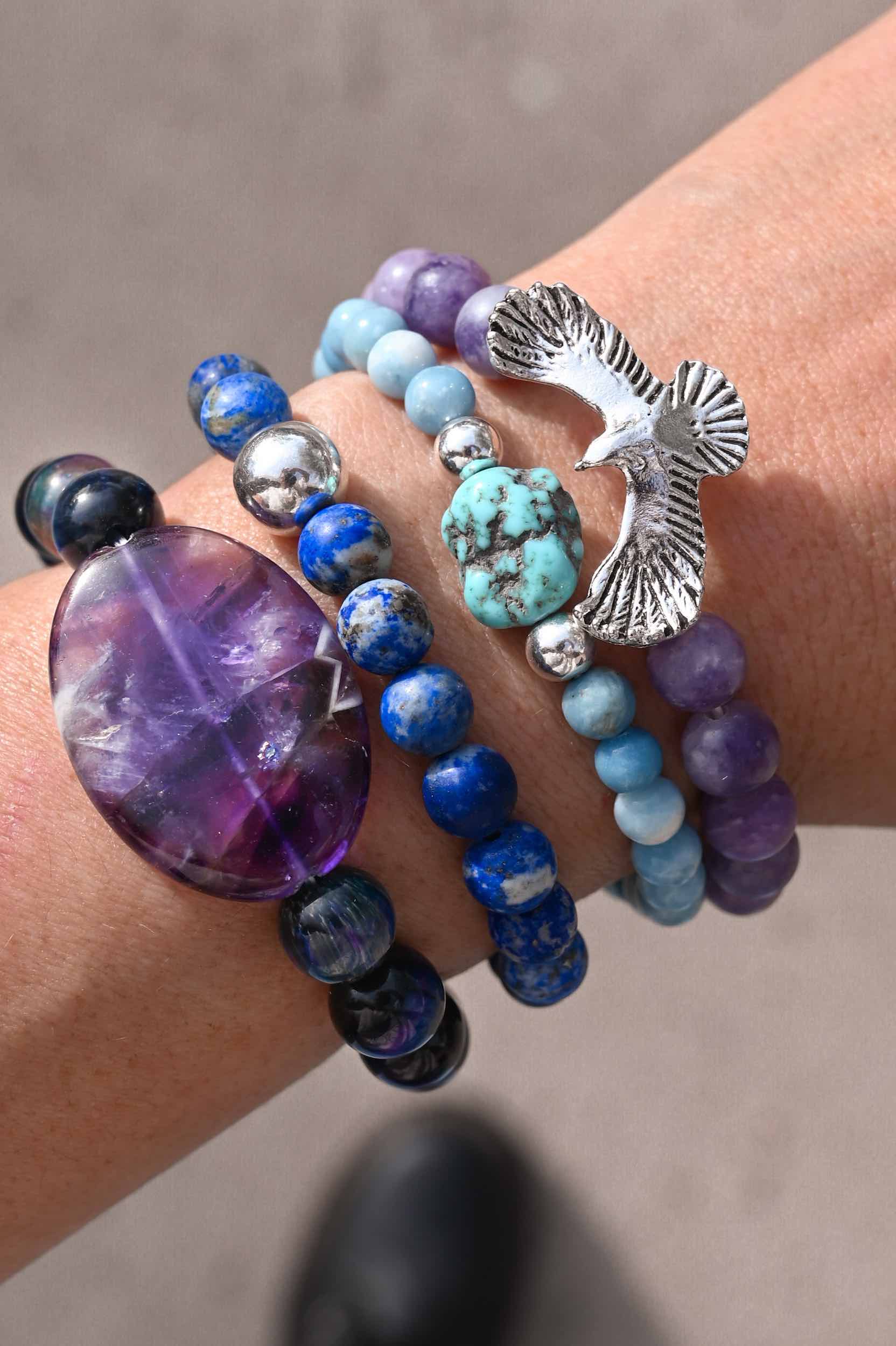 I Am At Peace Lepidolite Bracelet - Natural Stone Anxiety Relief & Stress Reduction - Perfect for Meditation, Yoga & Spiritual Healing