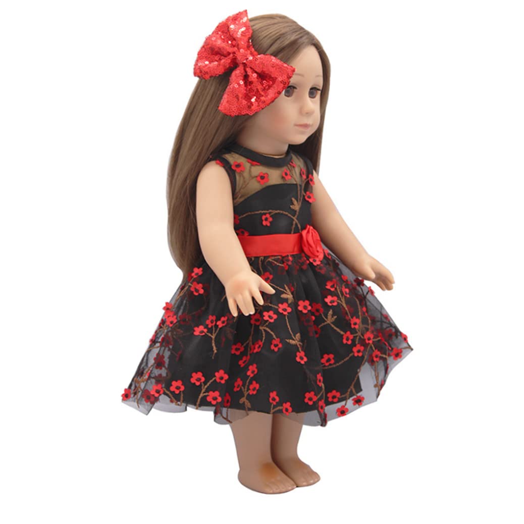 18 Inch Doll Clothes for Girls - Fashionable Doll Dress with Hair Band & Accessories (Black) - Perfect for Playtime, Collecting & DIY Doll Styling