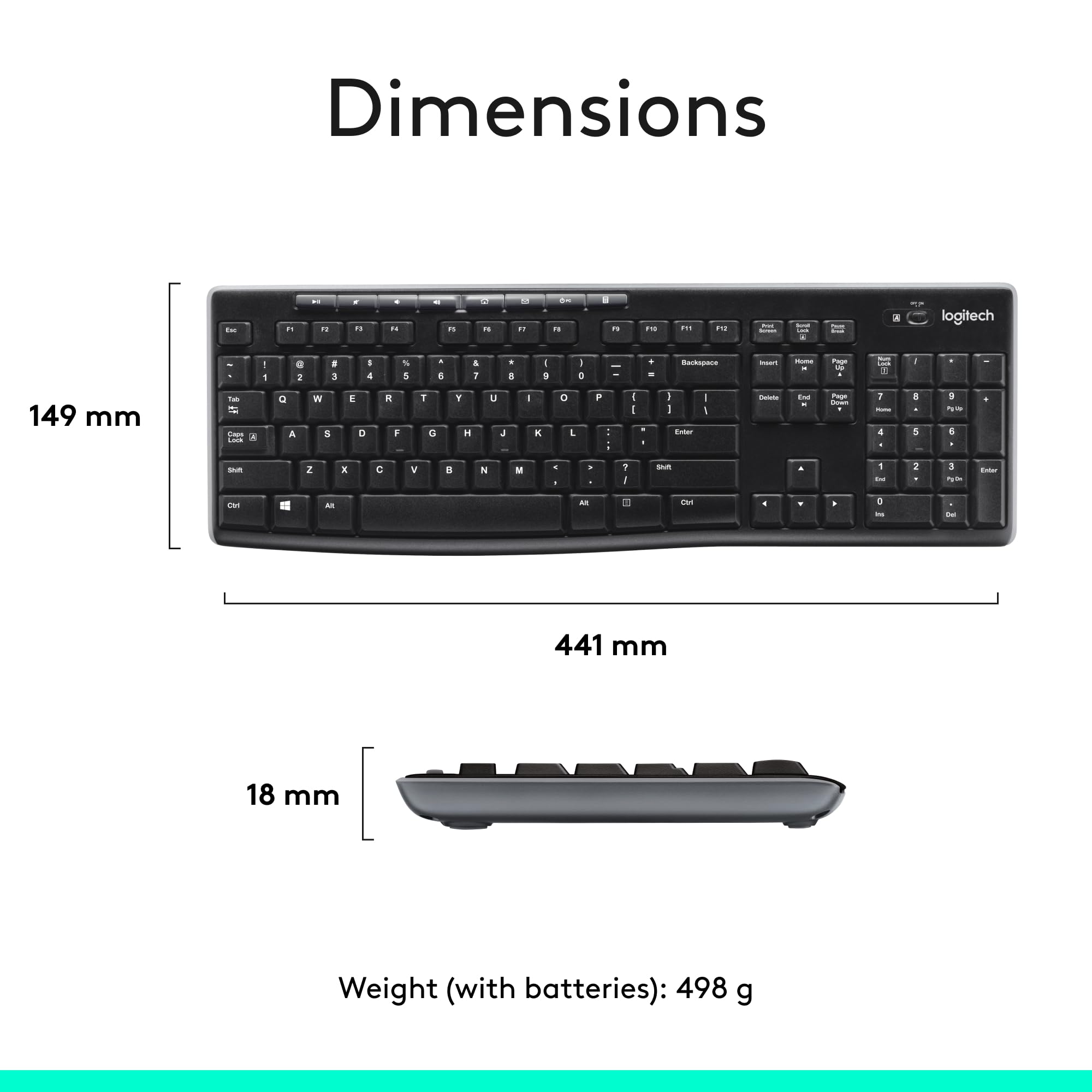 Logitech MK270 Wireless Keyboard and Mouse Combo - 2.4GHz Wireless, Compact Design, 8 Multimedia Keys for Windows PC & Laptop (Black) - Perfect for Home Office, Gaming, and Remote Work