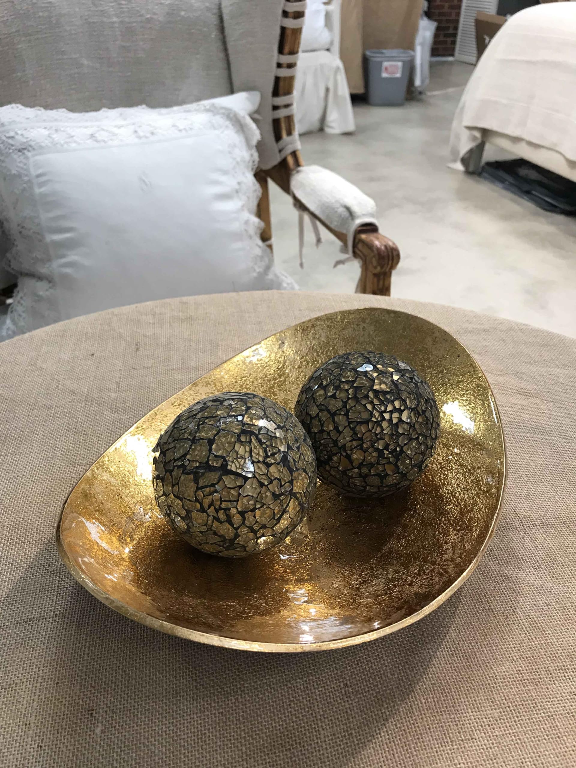 Modern Day Accents 4404 Metallic Oblong Tray in Bronze & Gold - Elegant Home & Office Decor, Kitchen Countertop Organizer, Stylish Fruit Bowl, 14