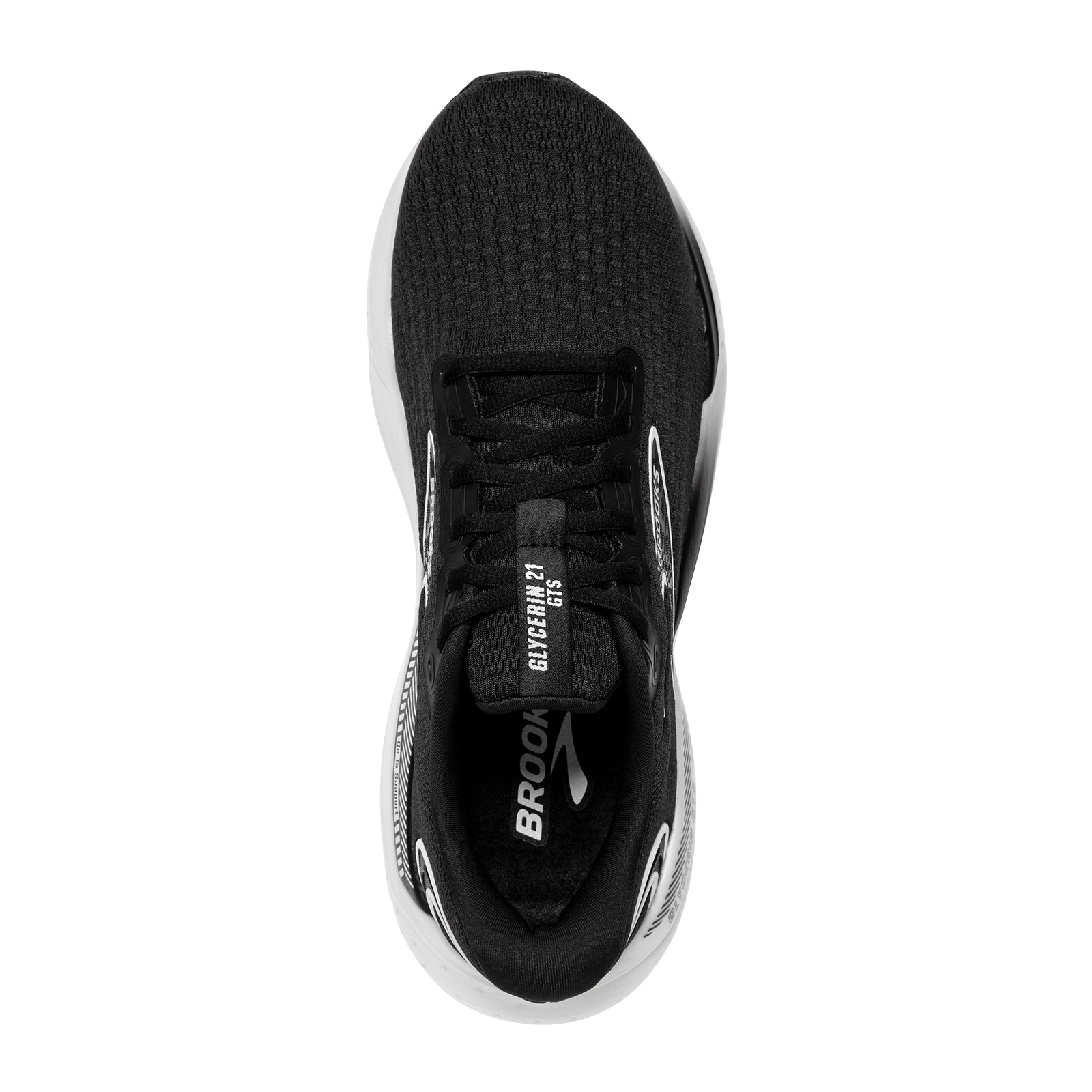 Brooks Glycerin GTS 21 Men's Running Shoes - Black/Grey/White | Cushioned Stability Sneakers for Road Running, Jogging & Marathon Training